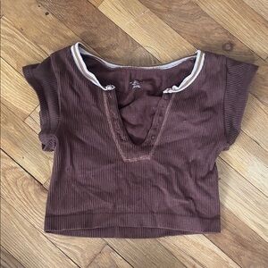 Urban Outfitters Brown Ribbed Crop Top